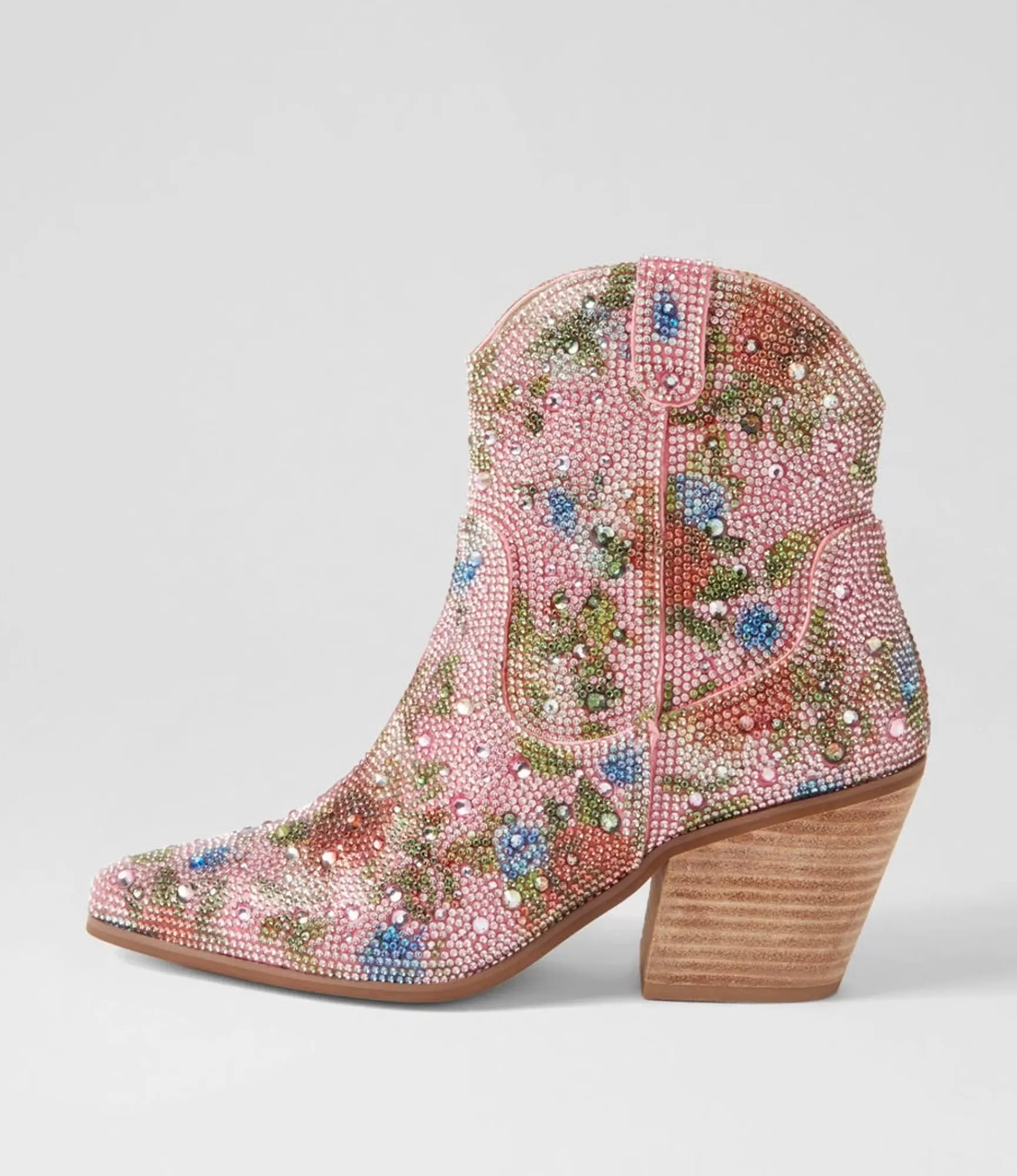 Store Midas Shoes Willis Pink Multi Jewel Fabric Ankle Boots