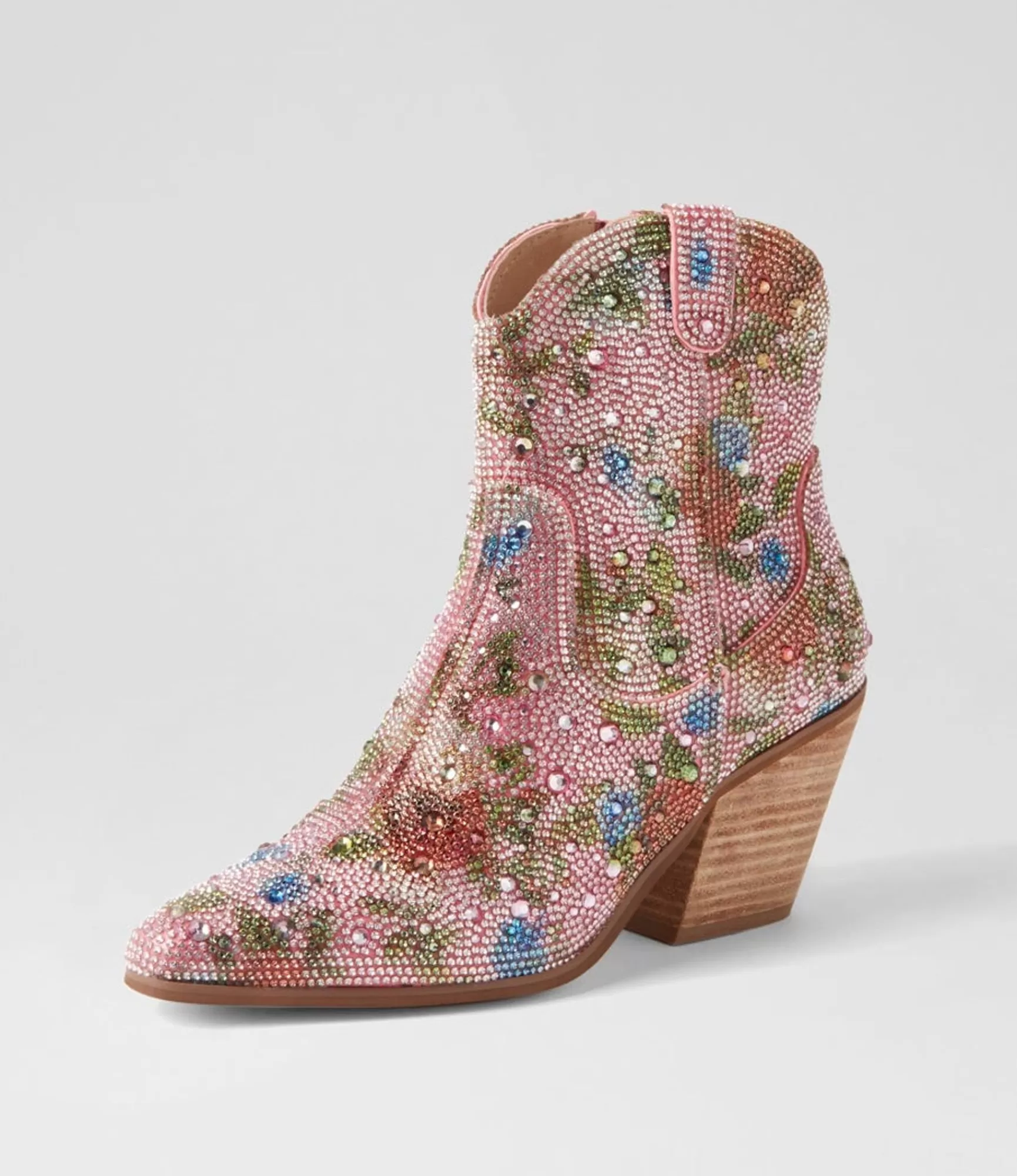 Store Midas Shoes Willis Pink Multi Jewel Fabric Ankle Boots