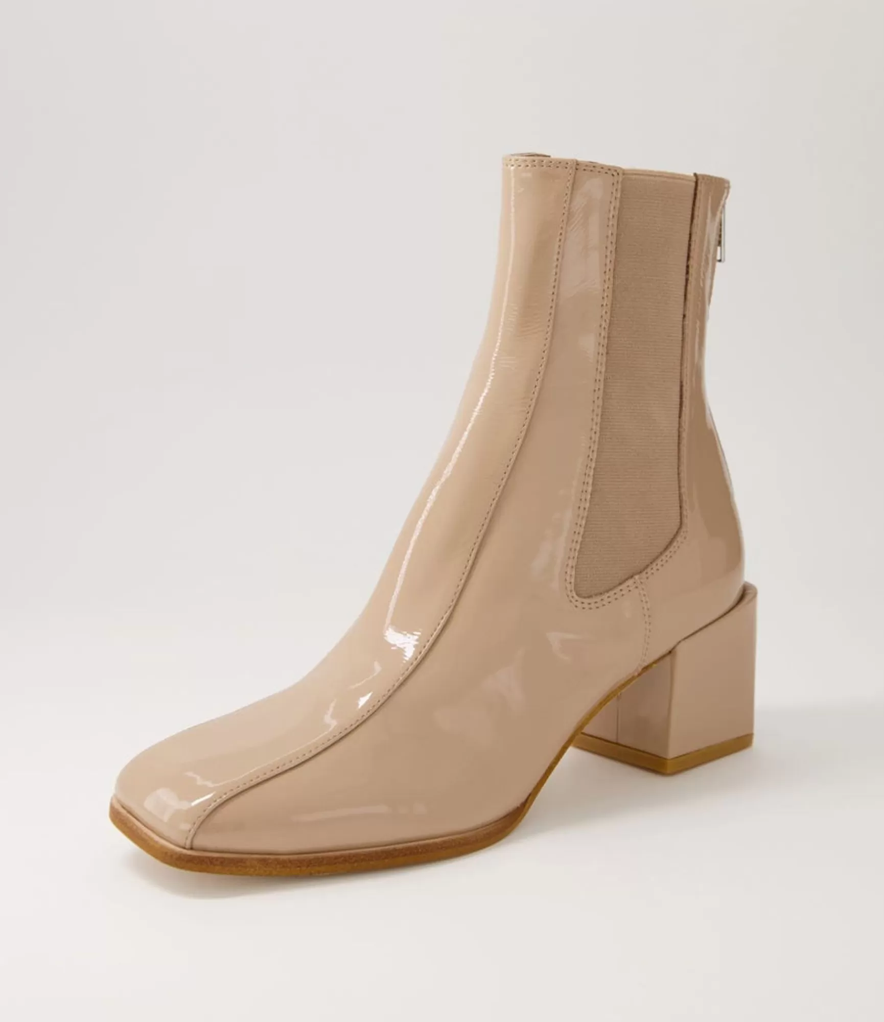 Hot Midas Shoes Winni Camel Patent Leather Chelsea Boots